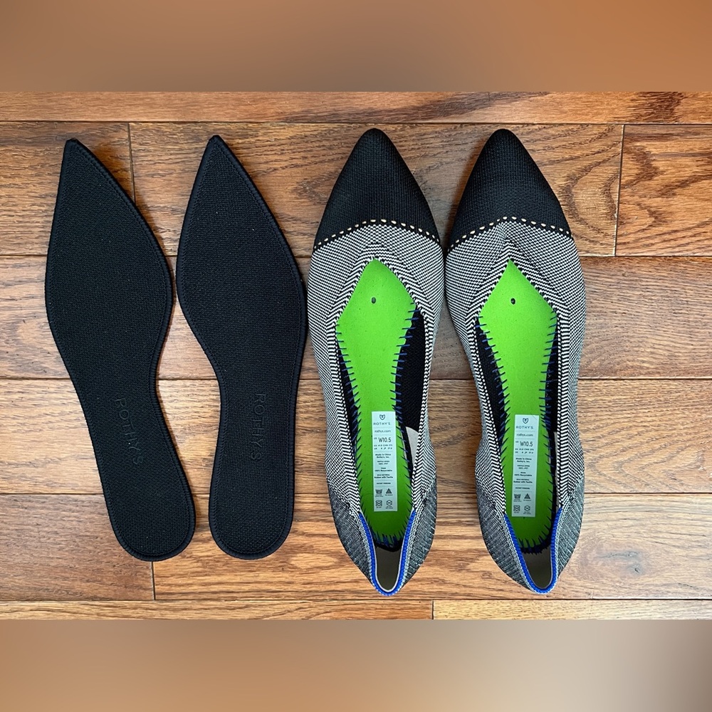 Rothy's The Point Gray-Black Mist Cap-toe Ballet Flat Sz 10.5 - Picture 6 of 8